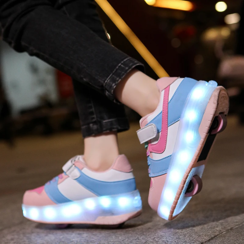 

Fashion children's students air cushion roller skates Children's birthday gift shoes Boys' and girls' mob shoes shine shoes