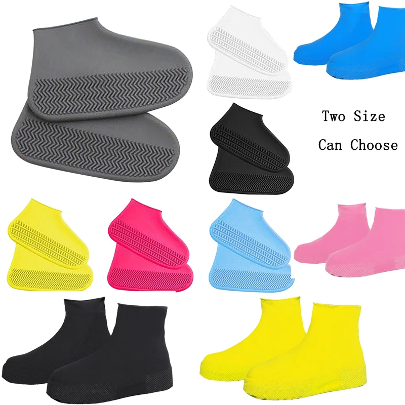 Couvre-chaussures en silicone imperméable épais pour femmes, bottes de pluie coordonnantes, baskets unisexes, protecteur, extérieur, jour de pluie