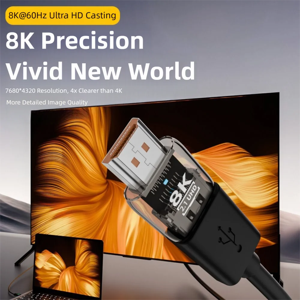 

8K 60HZ HDTV адаптер «папа-мама» прозрачный мини UHD2.1 удлинитель ABS индикаторная лампа HDTV соединитель ноутбук проектор