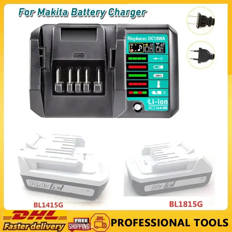

DC18WA BL1815G BL1413G Зарядное устройство для литий-ионного аккумулятора для Makita 14,4 В-18 В Зарядное устройство серии G Перезаряжаемый электроинструмент 100 В-240 В