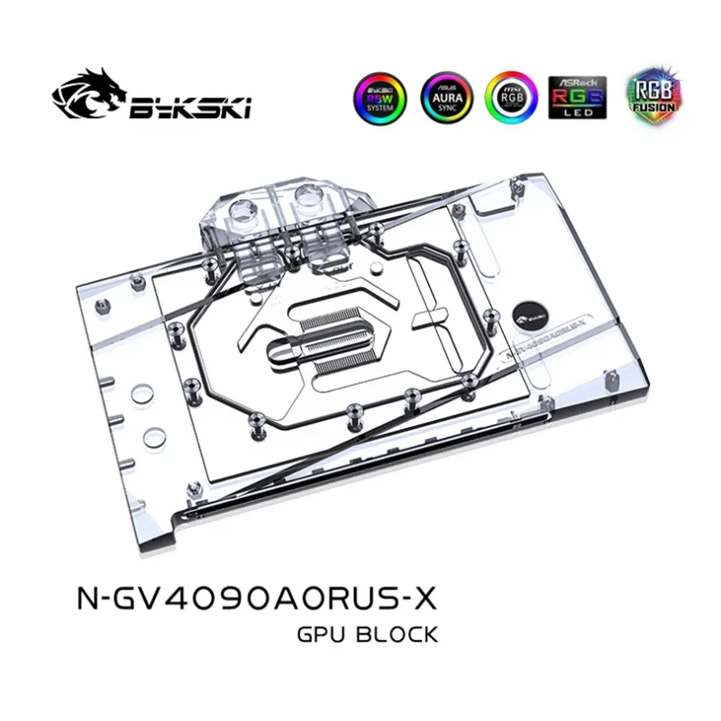 Bykski N-GV4090AORUS-X كتلة المياه لجيجابايت GeForce RTX 4090 Gaming OC / MASTER GPU بطاقة / مشعاع تبريد نحاسي RGB AURA