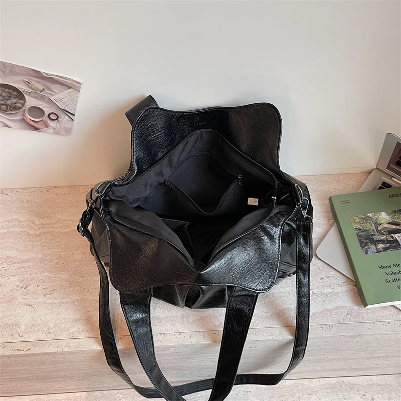 Vintage PU-Leder Tragetasche für Damen, Große Kapazität, Casual Tragetasche, Damen Schulter- und Umhängetasche für Arbeit, Reisen und den täglichen Gebrauch – Detail 18