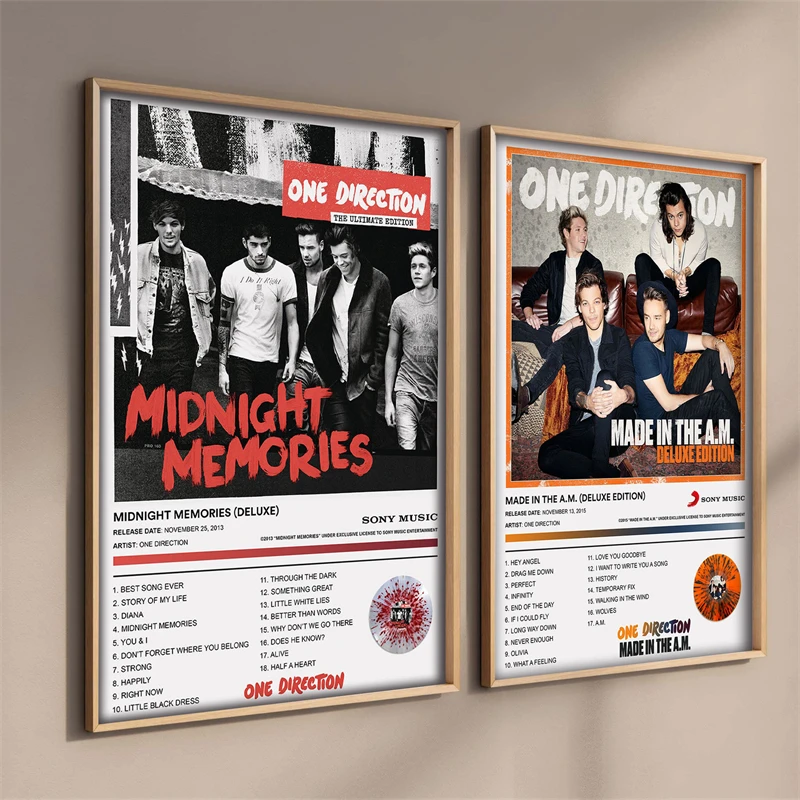 pop Rap Music Album Cover One Direction Poster Rapper Hip Hop Rock MIDNIGHT MEMORIES MADE IN THE A M Canvas Wall Art Room Deco