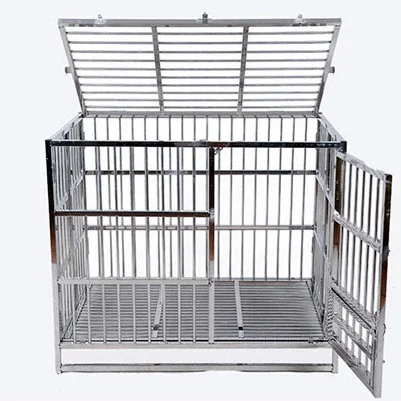 Stainless Steel Dog Crate Pet Cage Foldable Dog Cage with Plastic Trays