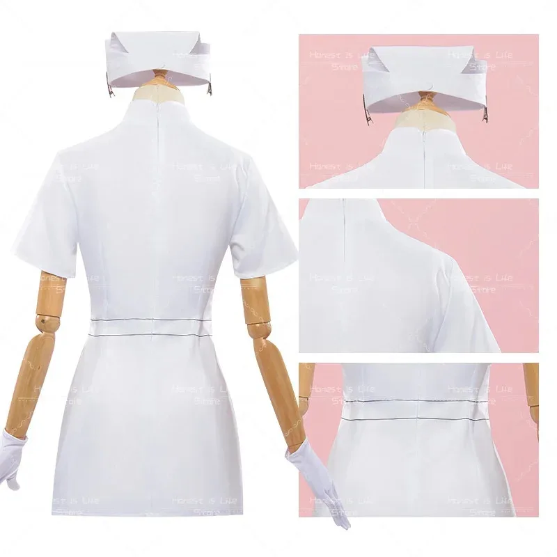 Аниме игра Виртуальный идол певец Мику Косплей Костюм Кроличья дыра Ainme Белое платье медсестры Хэллоуин Вечерние наряды Женщины косплей;