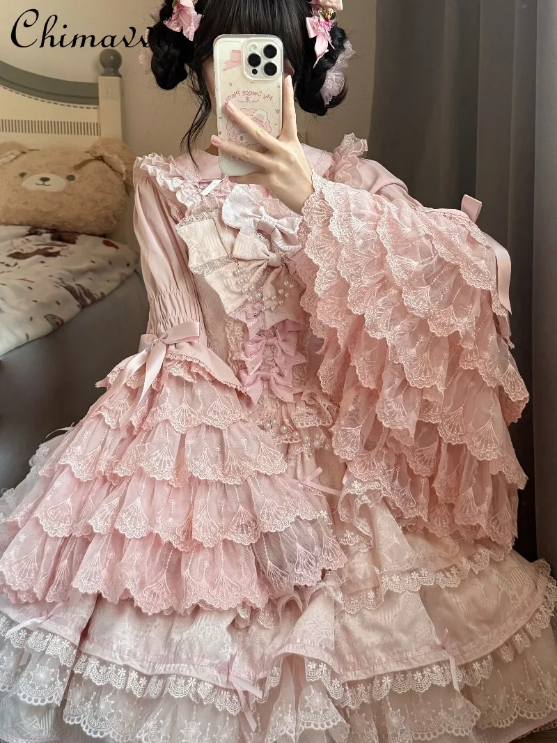 

Оригинальный дизайн: Винтажная блузка в стиле Лолита с кружевом и рукавами-принцессами, весенняя, сказочно-элегантная, нежная и изящная.