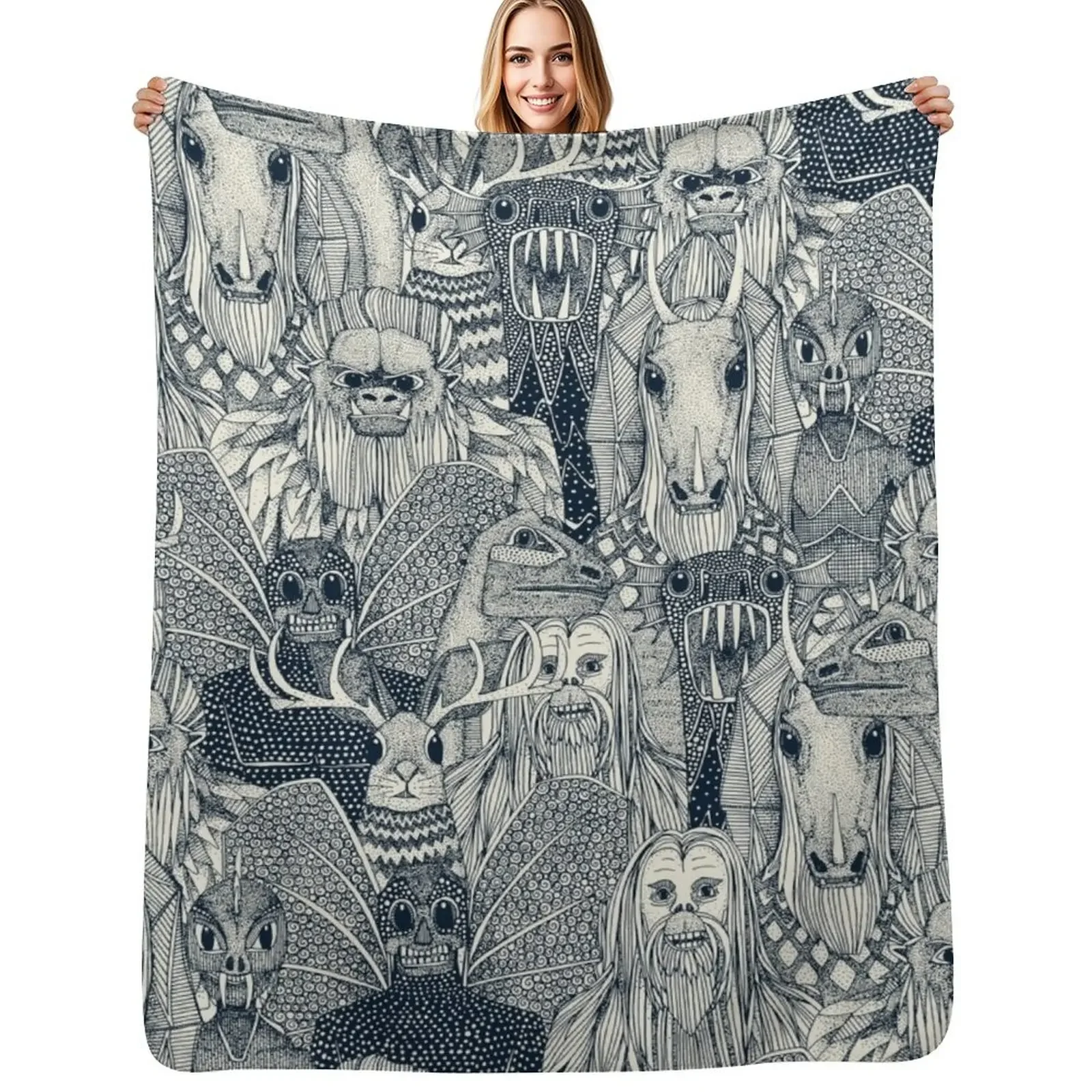 

cryptid crowd indigo pearl Throw Blanket wednesday For Decorative Sofa blankets ands Blanket