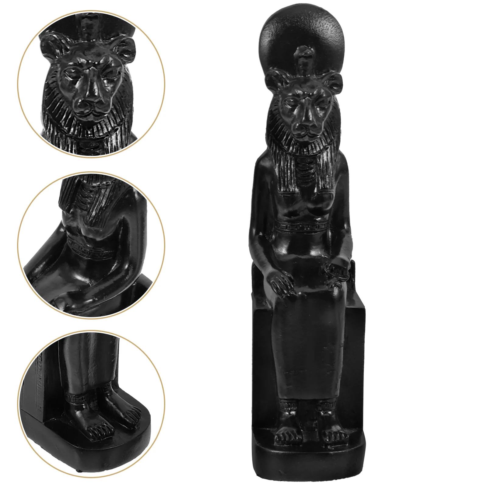 Egyptian Sphinx Statue Black Resin Desk Decor Office Home Adornment Retro Mysterious Artistic Gift Creative Figurine Miniature