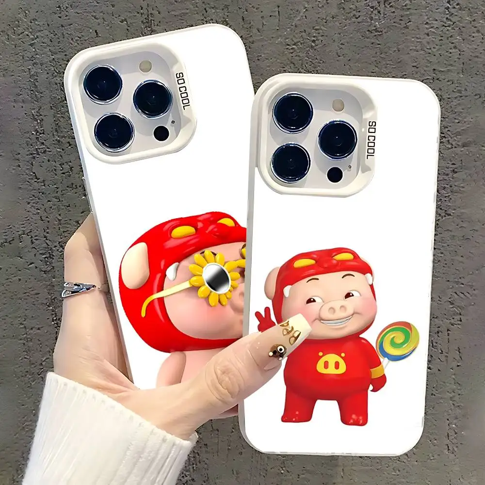 

Funny GG B-Bond PIG Phone Case For iPhone 17,16,15,14,13,12,11,Pro,XS,Max,Plus,Mini,SE White Candy Matte Shockproof Cover