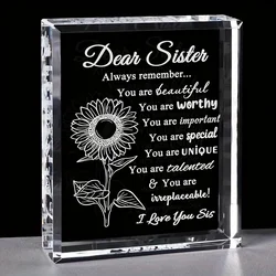 1pc, Sister Birthday Gifts From Sister, Compliment Sister Gifts For Women, Sister Love Crystal Keepsake For Christmas