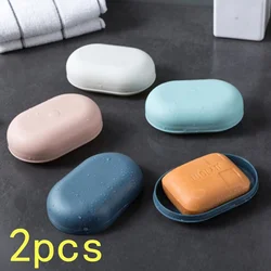 2pcs Plastic Bathroom Shower Soap Box With Lids Travel Portable Small Soap Tray Dish Storage Holder Plate Home Soap Container