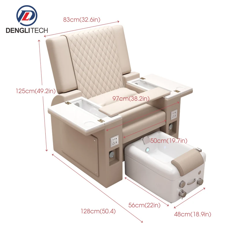 Silla de pedicura eléctrica de nuevo diseño, sillón reclinable de masaje con lavabo de cerámica con función de luz, sofá de masaje para pedicura para salón de uñas