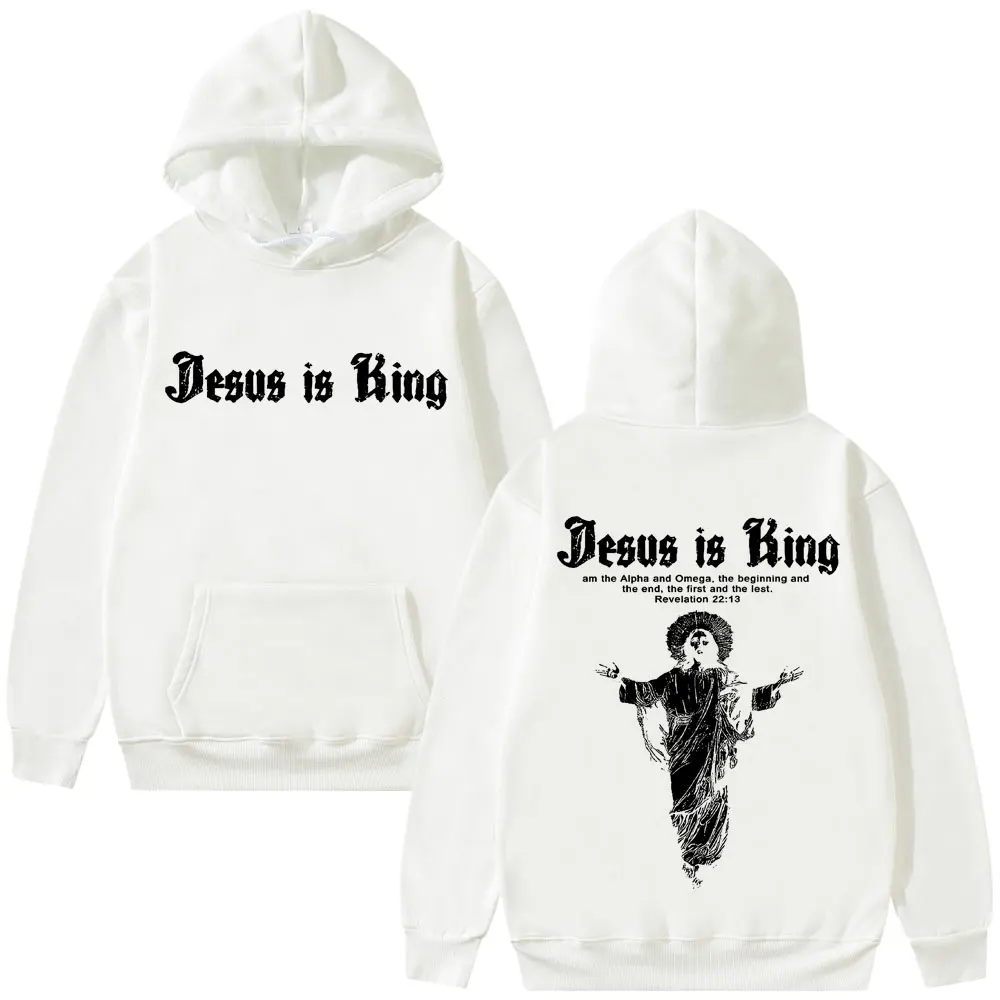 Jesus Is King Graphic Hoodie Christian Religious Clothes Men Women Fashion Gothic Rock Sweatshirt Hip Hop Oversized Streetwear