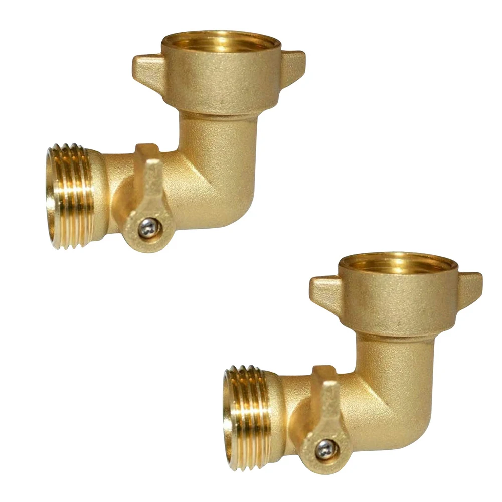 Brass 90 Degree Hose Elbow Fitting 3/4 Garden Water Hose Adapter with Manual On/Off Valve for Reliable Flow Adjustment