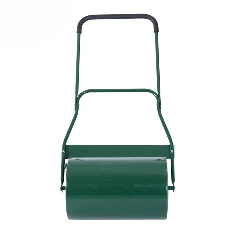 40L rolling lawn aerator drum scraper rod foldable handle filled with water or sand 32cm green garden tool cart