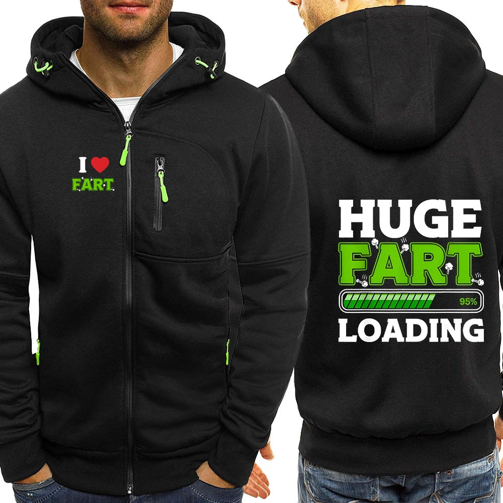 2026 Huge Fart Loading Printing Men's New Spring And Autumn Three-Color Zipper Leisure Hoodies Fashion Comfortable Jacket