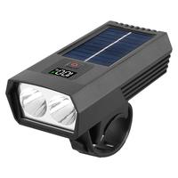 Solar Bike Light Headlight 1200mAh USB Rechargeable Display Bicycle Flashlight Front Lamp For Mountain And Road Bikes