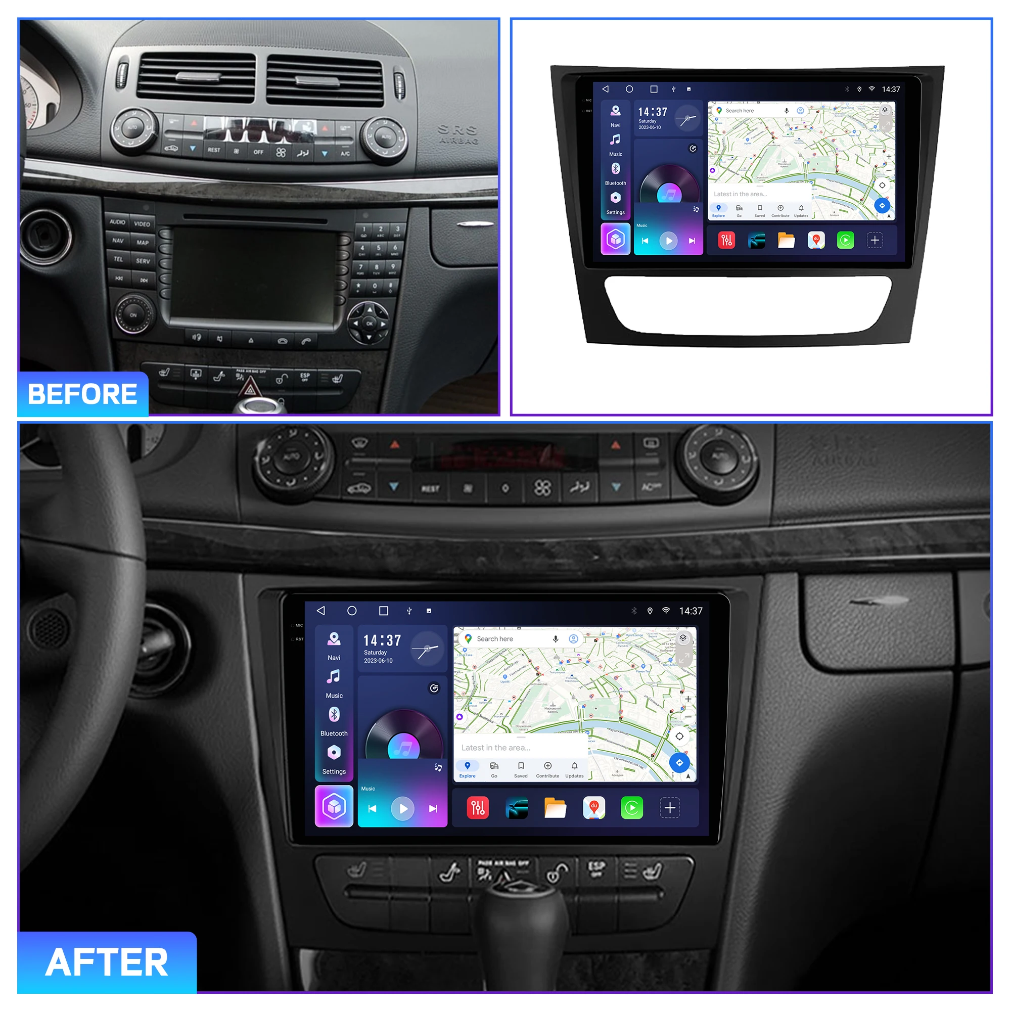 Penhui Android Car DVD Player Screen for Mercedes Benz E S211 W211 CLS C219 2002-2010 Audio Video 2 Din DSP  Bluetooth  Carplay