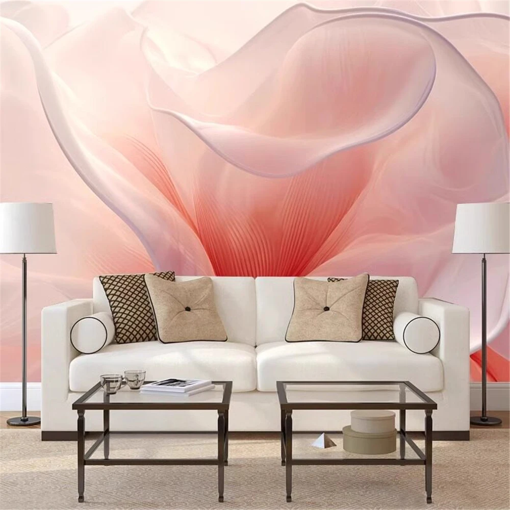 Custom Mural Wallpaper Home Decor White Flower Wall Papers for Bedroom TV Background pink flowers mural Living Room Background