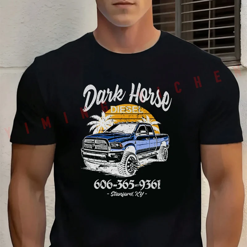 

Men's Summer Cotton T-shirt Dark Horse Car Design Motorcycle T Shirt Short Sleeved Casual Basic O-Neck Unisex Tops