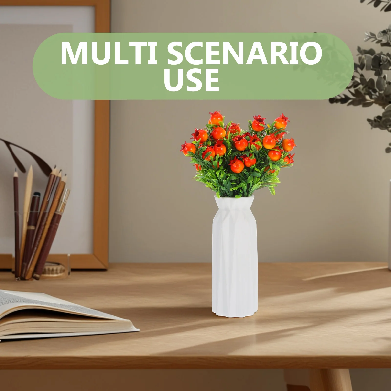 3 قطعة فروع الرمان الاصطناعي واقعية فو الفاكهة ينبع الزخرفية الرمان يختار لحفل زفاف محور زهرية