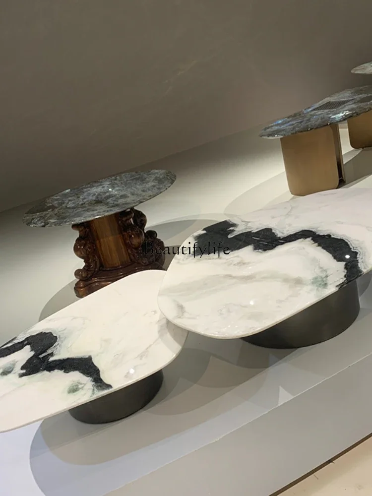 

01 **Imported luxury stone white coffee table special-shaped natural marble coffee table