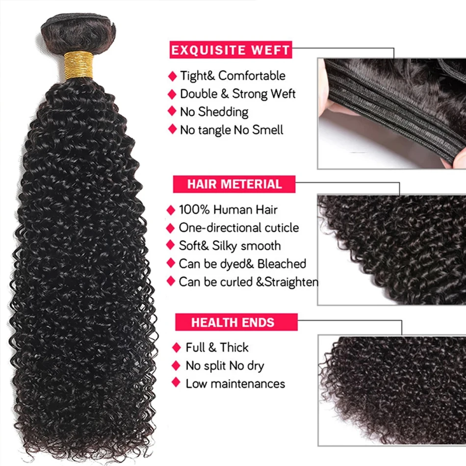 Mongolian Kinky Curly Human Hair Bundles Wholesale 1/3/4 Pieces Natural Hair Extensions Topper Woman Human Hair Free Shipping