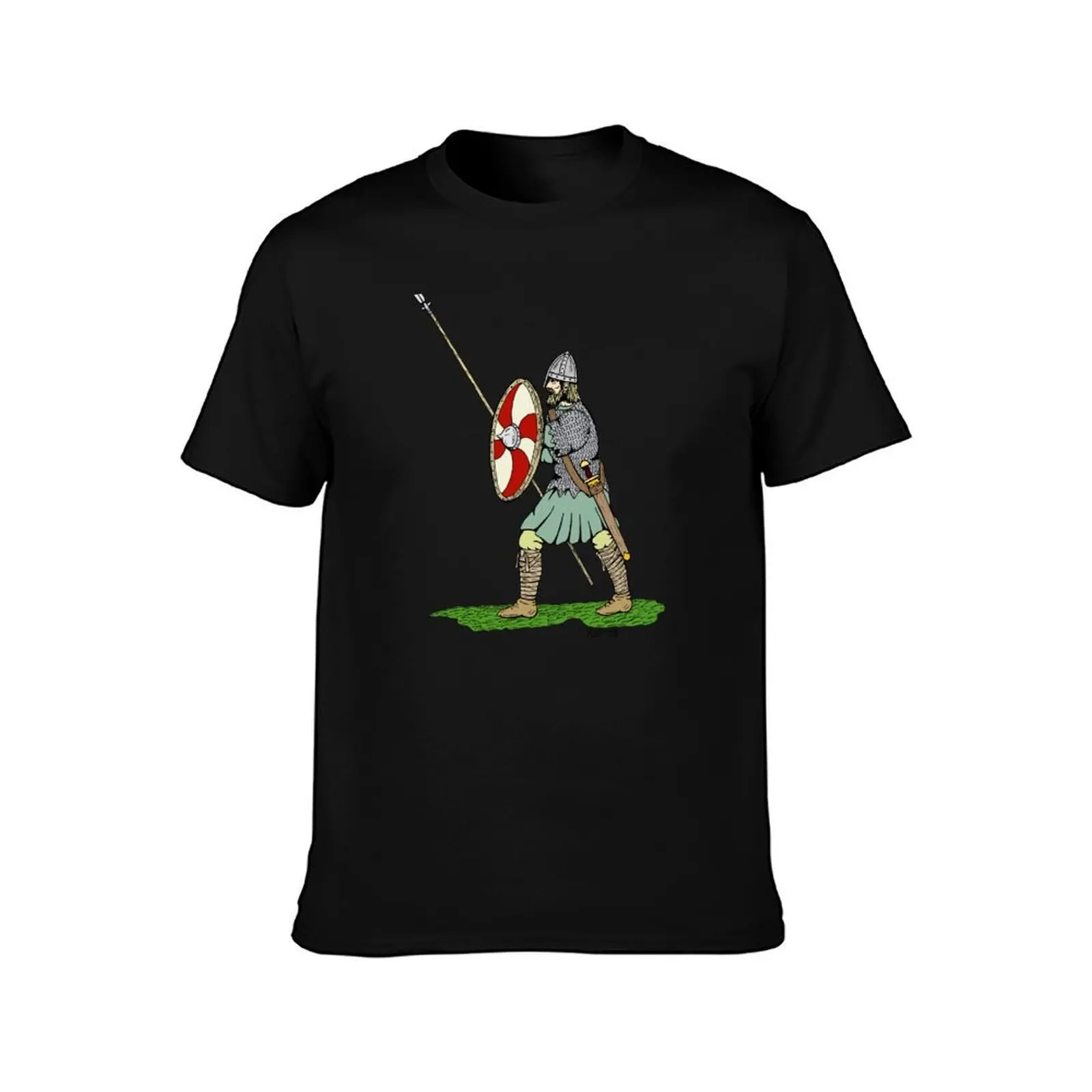 Medieval English/Saxon Warrior T-Shirt, Summer Casual Cotton Tee, Oversized Streetwear Tops, Vintage Graphic Print, 100% Cotton