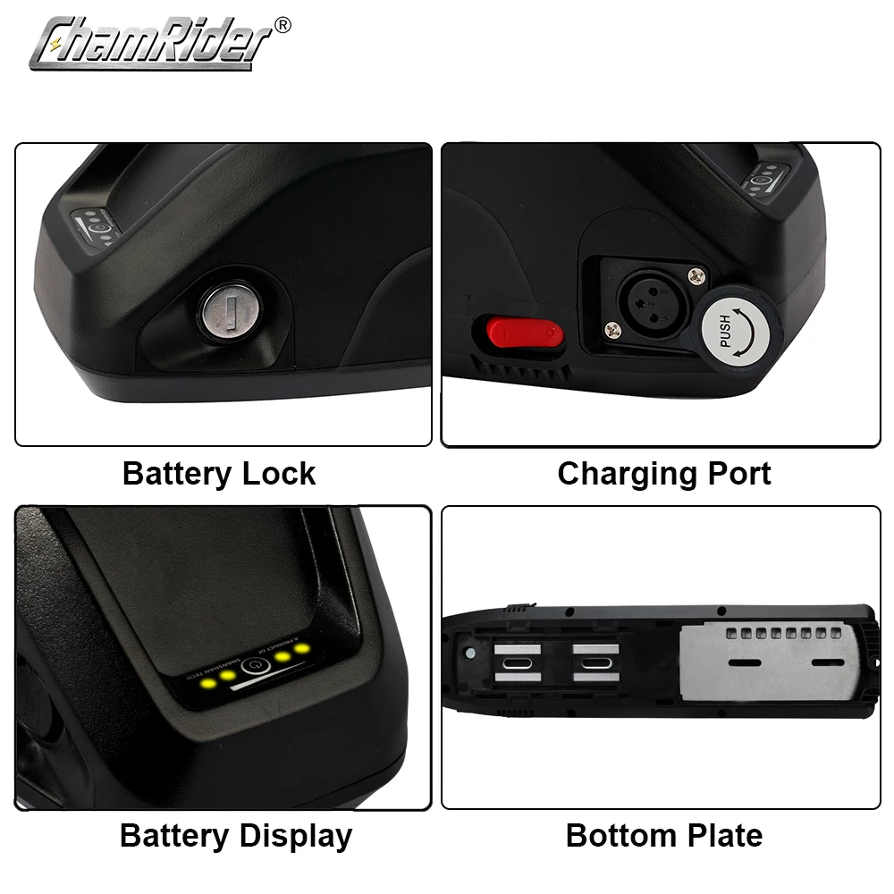 ChamRider HaiLong 2 Ebike Battery Box Electric Bike Down Tube Case with USB, 5V Output, 10S6P, 13S5P, Nickle Strips, SSE-077