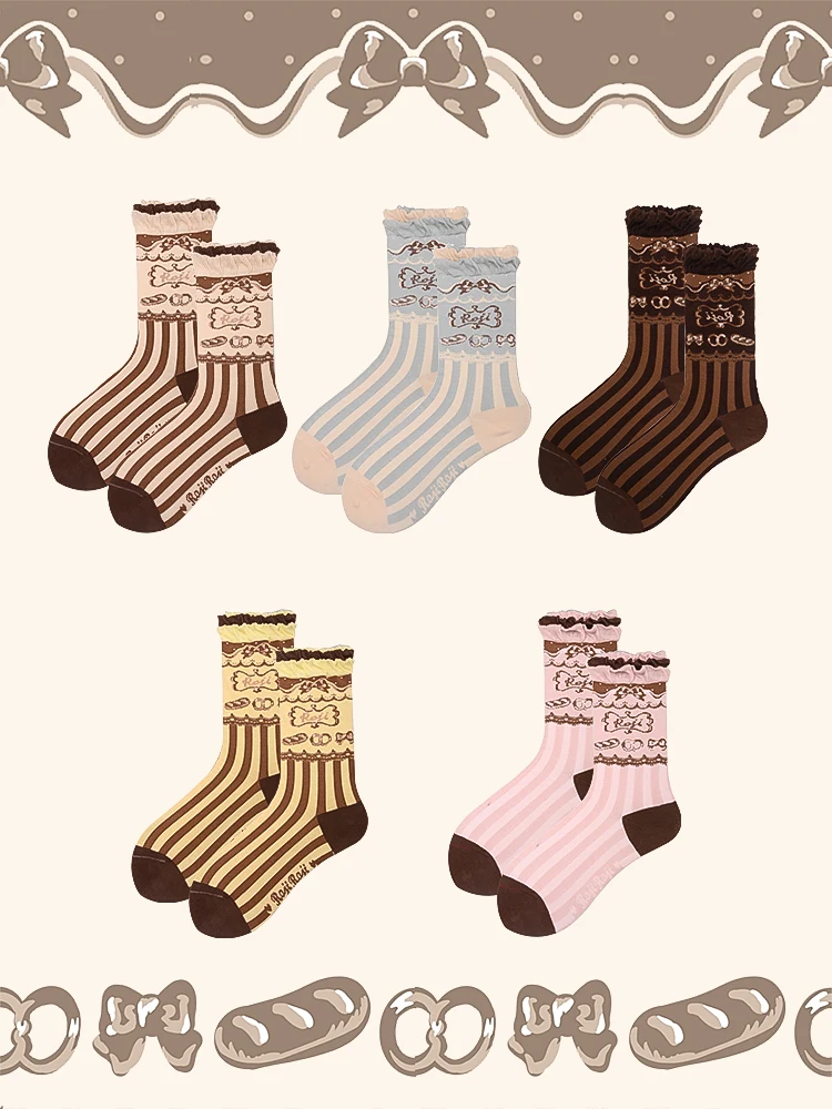 Pink Lolita Socks for women Autumn Warm cotton jk Pile Lean leg socks Lolita