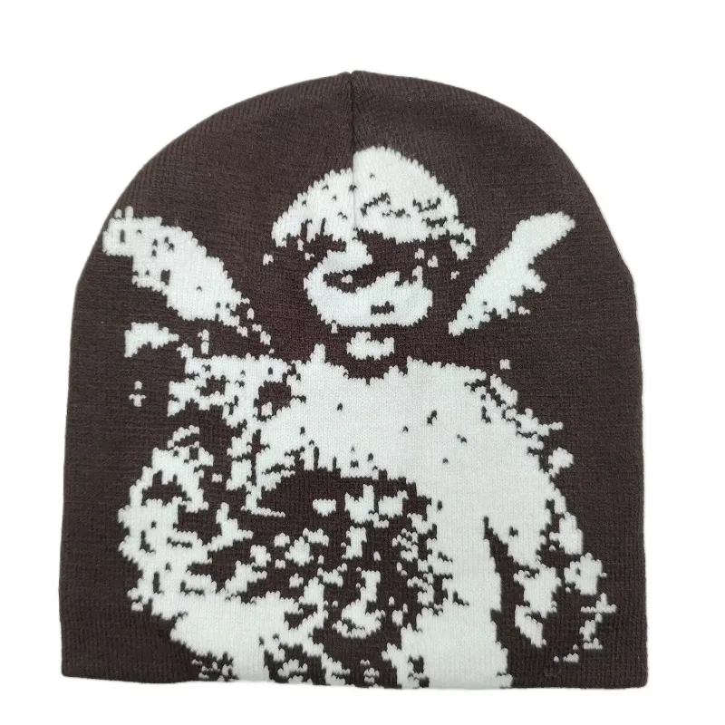 Unisex winddichte Strickmütze, warme Wintermütze, Engels-Jacquard, bunte Mütze im Retro-Stil – Detail 8