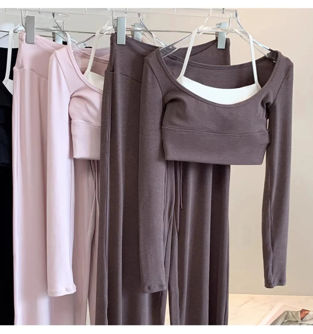 Damen Yoga-Top mit eckigem Ausschnitt, langen Ärmeln, integriertem BH, „Naked-Feeling“, Kontrastfarben, schmaler Passform, atmungsaktiv, Fitness-Workout-Crop-Top – Detail 16