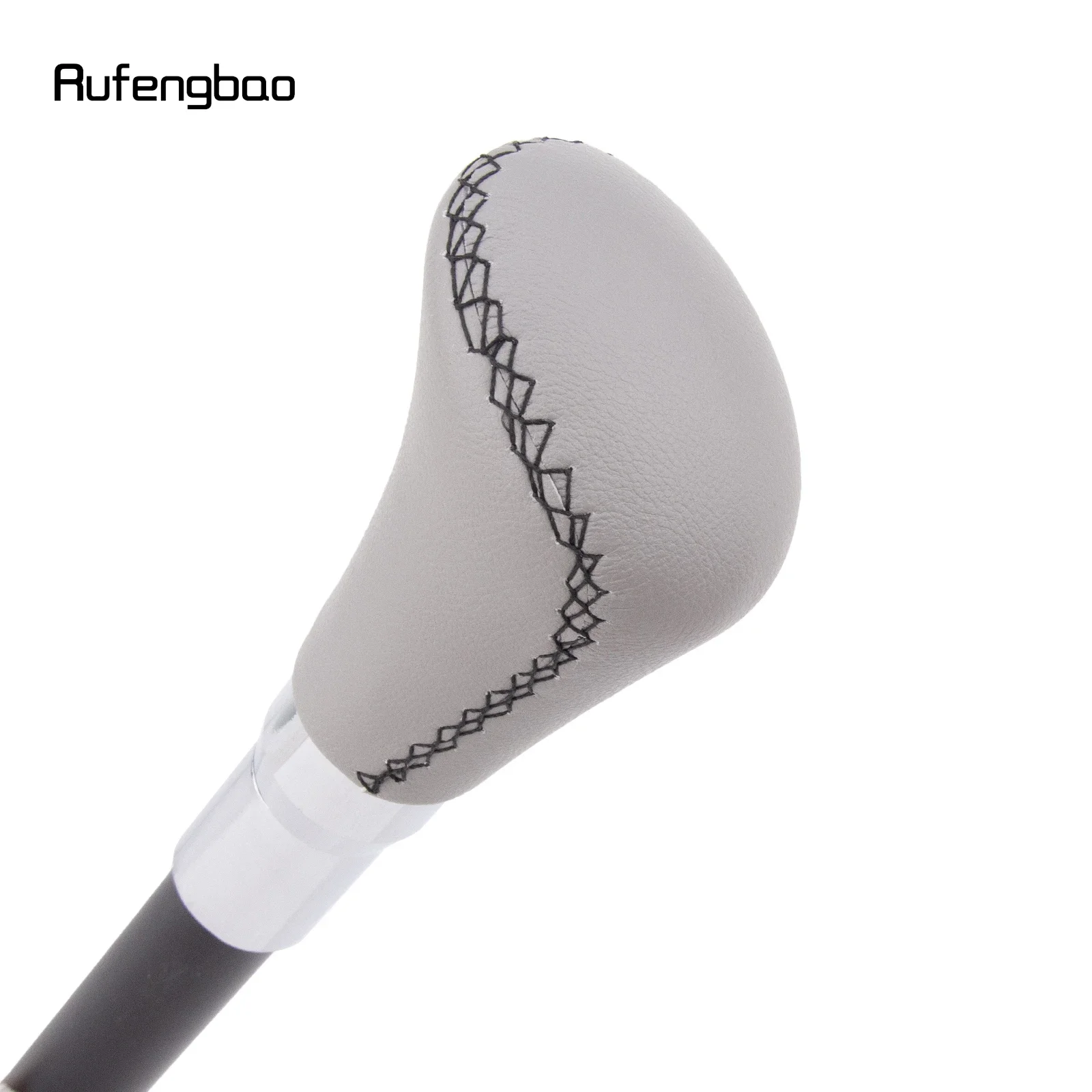 Gehstock aus grauem Leder, silberfarben, modisch, dekorativer Gehstock, Gentleman, elegant, Cosplay, Gehstock, Crosier, 94 cm