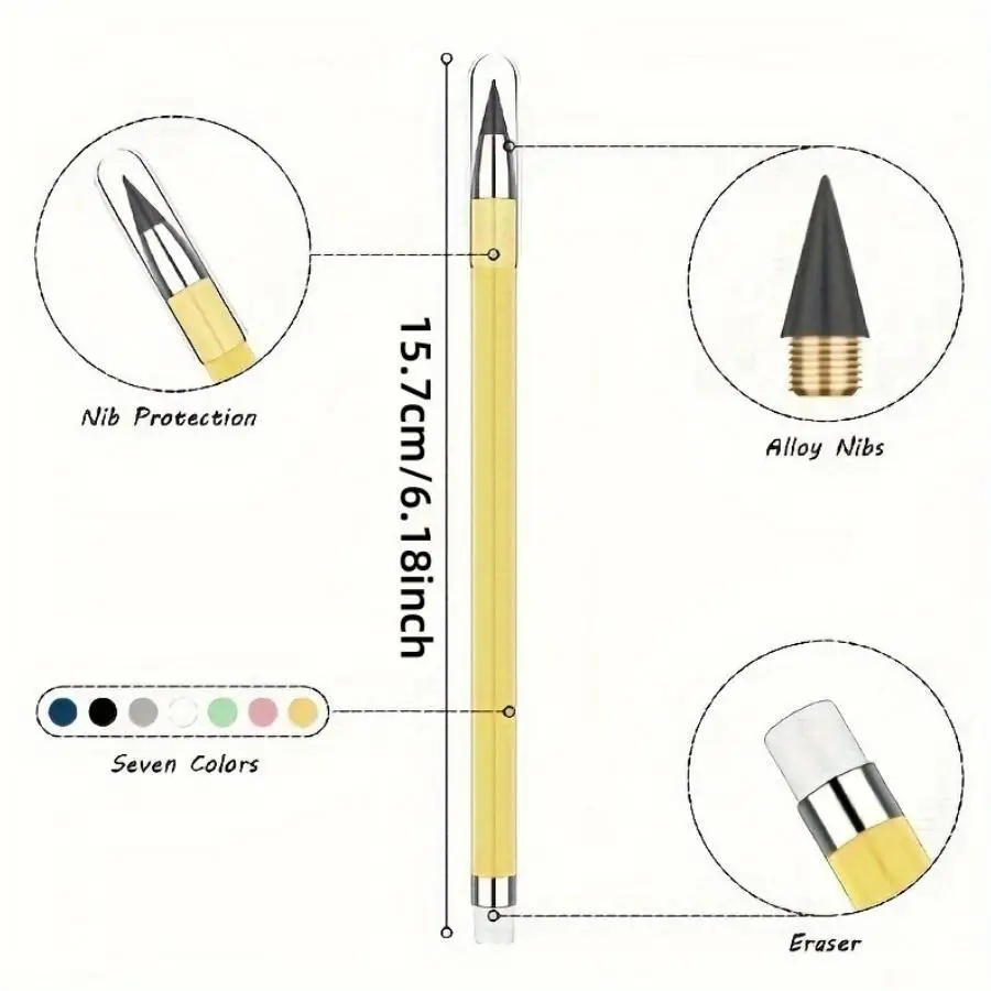 7pcs Infinity Pencil With Extra 7 Eraser Reusable Inkless Everlasting Pencil For Writing Drawing Home Office School