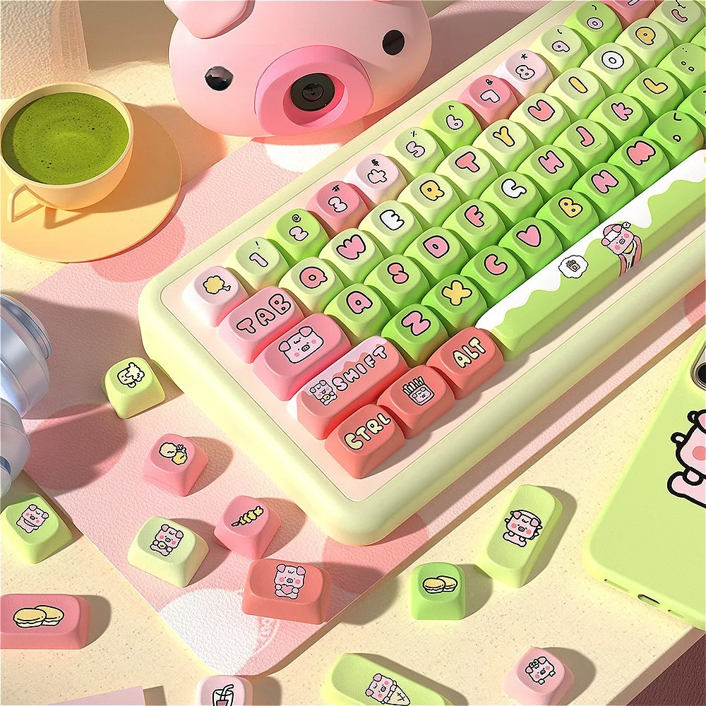 Personalized Keycaps 145 Keys MCA PBT Piggy Pig's Crazy Thursday, Theme for MX Switch 60/84/90/104/108 Mechanical Keyboard