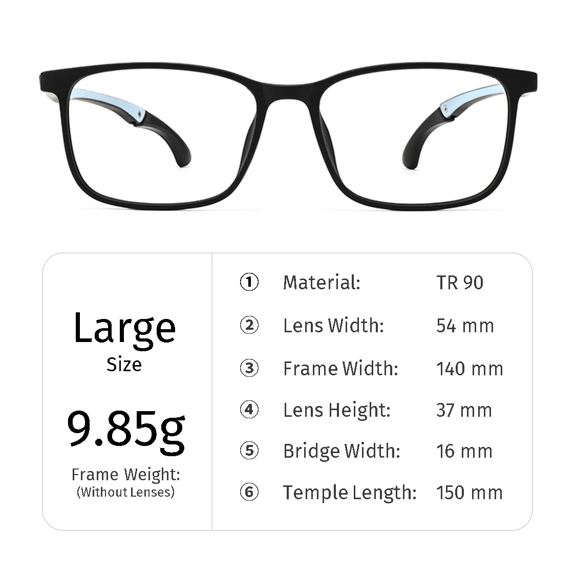 Blue Light Blocking Progressive Prescription Sports Eyeglasses, Ultra Light Frame, Myopia Hyperopia Astigmatism Presbyopia