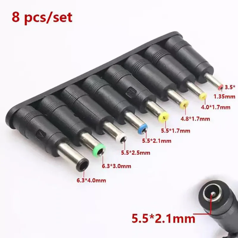 8Pcs AC DC 5.5X 2.1 MM Female Jack Plug Adapter Connectors TO 6.3 6.0 5.5 4.8 4.0 3.5mm 2.5 2.1 1.7 1.35mm Male Power Adaptor