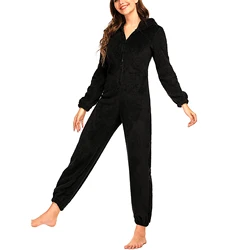 Women s Cute Sherpa Romper Fleece  Pajama  Zipper Plus Size Hooded Jumpsuit Plush Sleepwear Playsuit