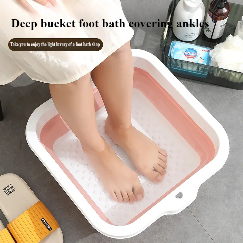 

Foldable Foot Bath Home Tub Press Type Thickened Square Large Silicone Tub Type Thickened Square Foot Bath