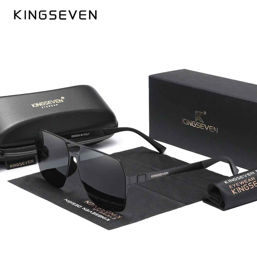 KINGSEVEN Polarized  New Fishing Driving Men's Sunglasses Ultra Thin Temples Pilot Sun Glasses De Sol UV400