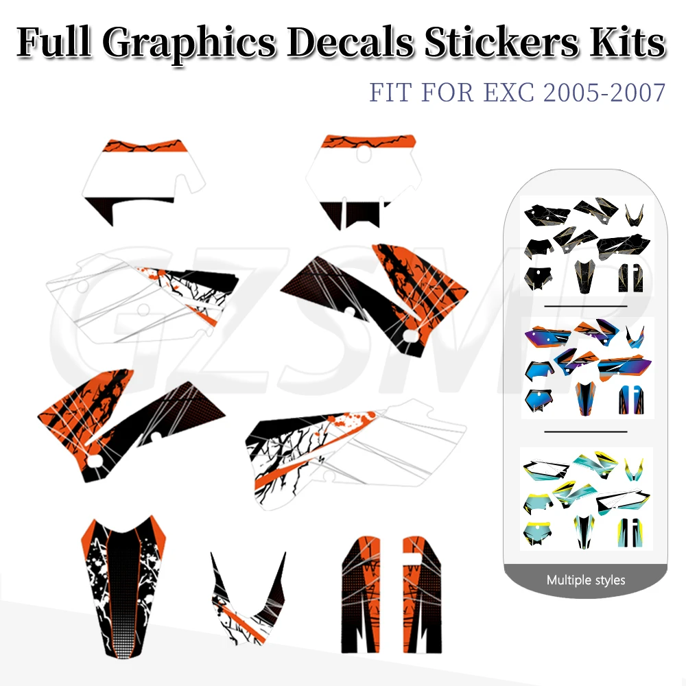 

Наклейки для мотоциклов, декоративные графические наклейки, комплект для EXC 125 200 250 300 400 450 525 2005 2006 2007