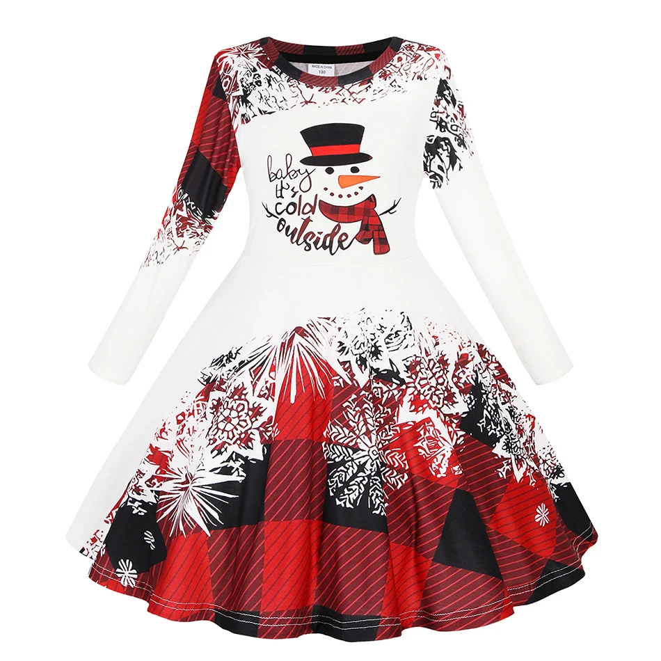 2026 Girls Christmas Dresses Girls Autumn Winter Casual Dress Santa Claus Costume Children Long Sleeve Carnival Party Clothes