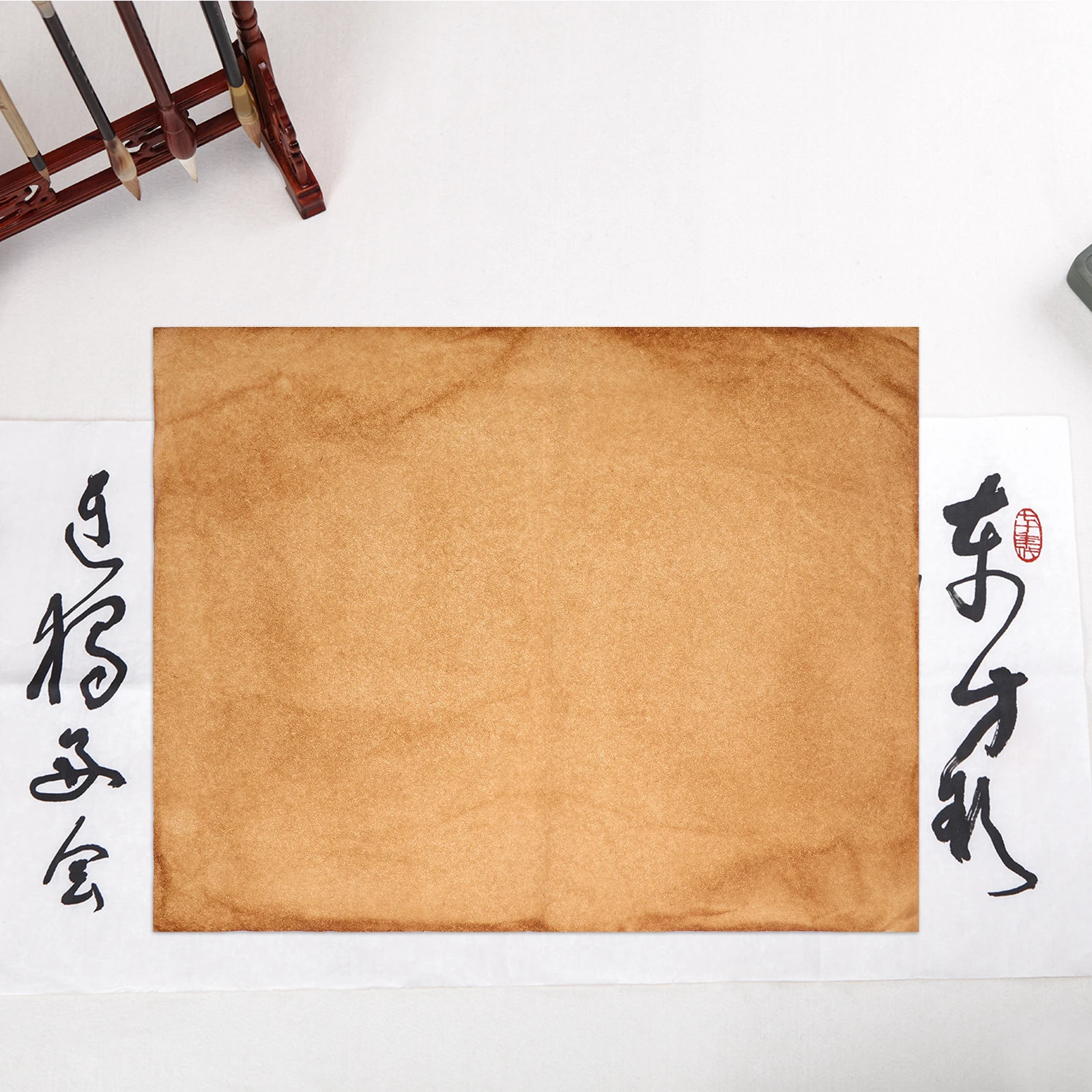 

50pcs Xuan Paper Handmade Semiraw Rice Sheets For Chinese Calligraphy Fine Texture Ink Absorption Lightweight