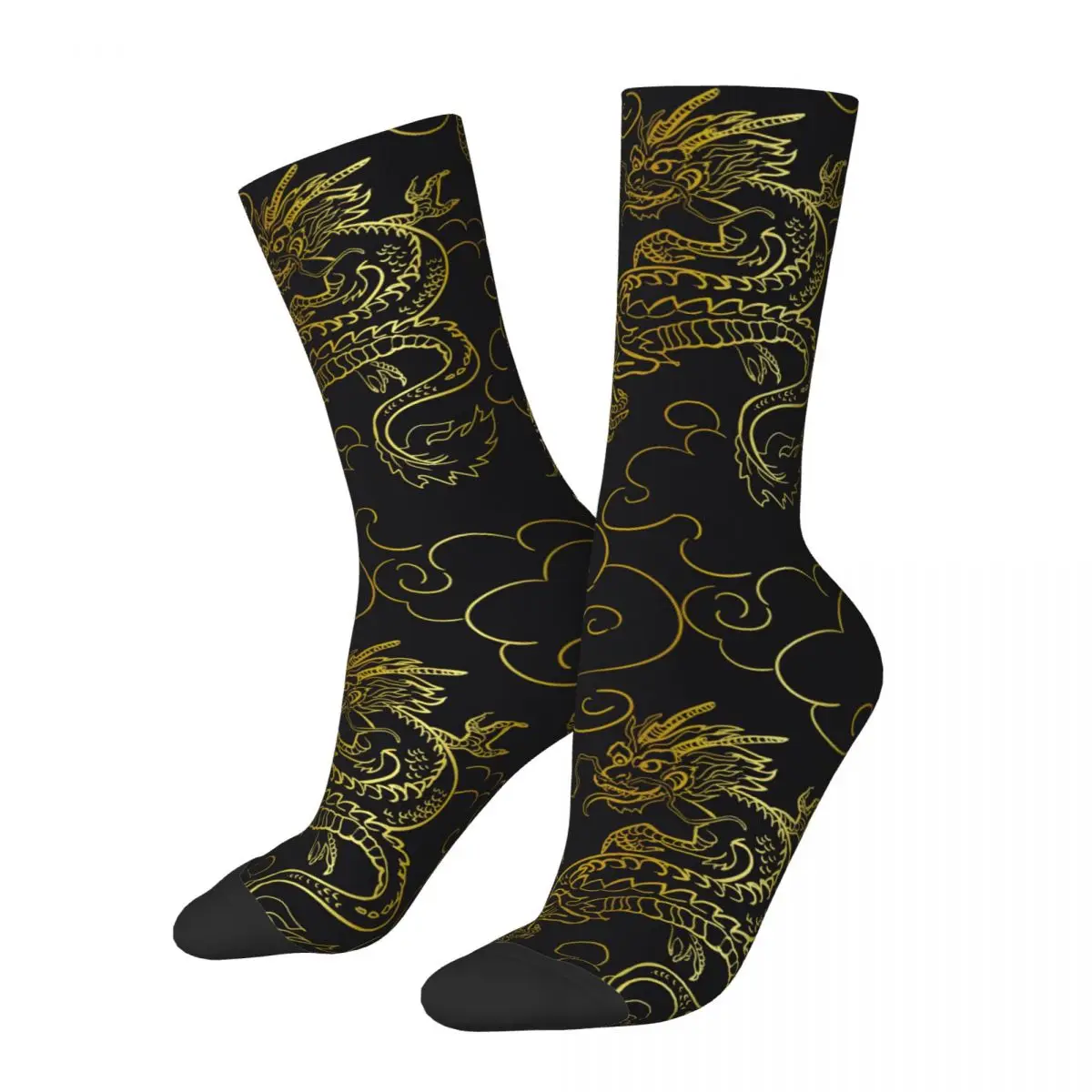 

Gold Chinese Dragon Socks Male Mens Women Winter Stockings Harajuku