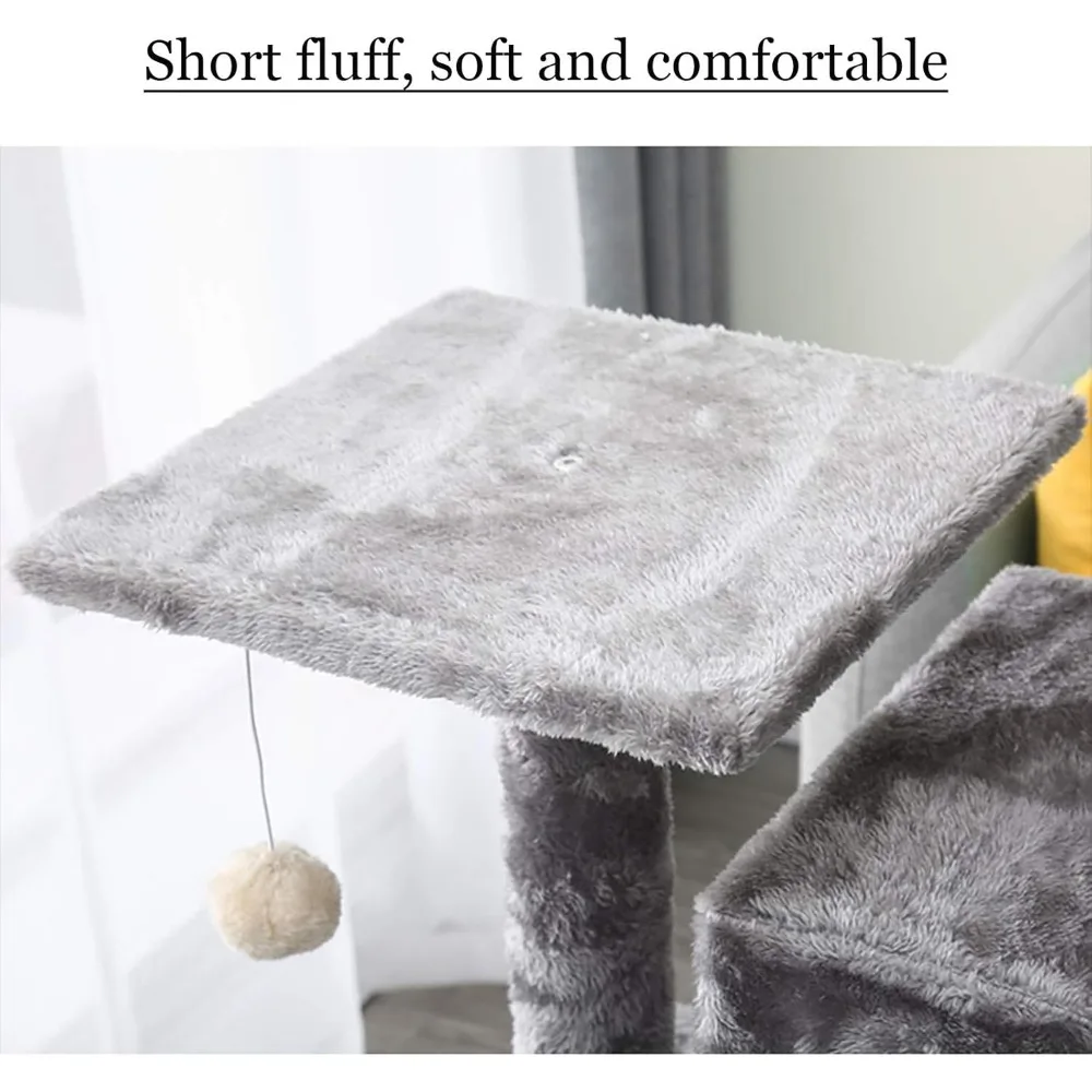 Multi-Level 49 Tall Cat Tower with Scratching Posts, Jump Platforms, and Activity Center for Cats