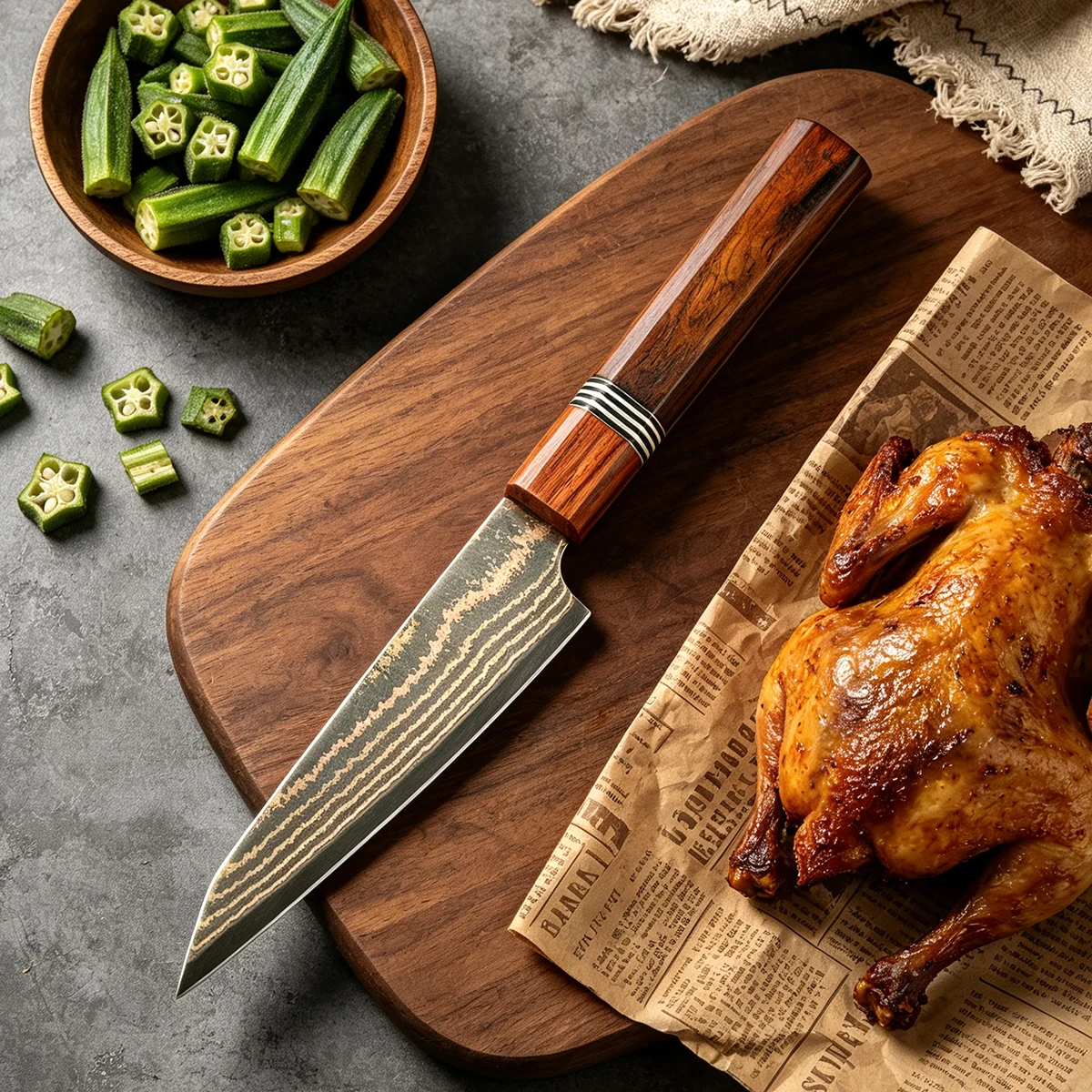 XITUO 5 Inch Utility Knife 37 Layers Copper Damascus Steel Sharp Small Kitchen Knife Fruit Vegetable Sandwich Cutter Knife