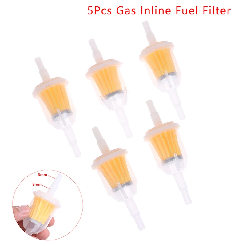 

5Pcs Inline Gas/Fuel Filter 6MM-8MM 1/4" For Lawn Mower Small Engine Auto Motorcycle Oil Filt