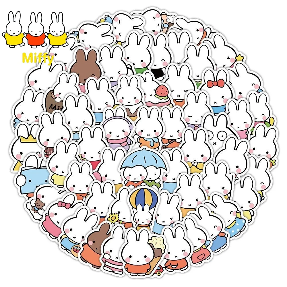 100PCS Miffy Rabbit Stickers Cute Little Rabbit Doodles for Waterproof Wall Art DIY Decoration for Books Cups Desks Tablet