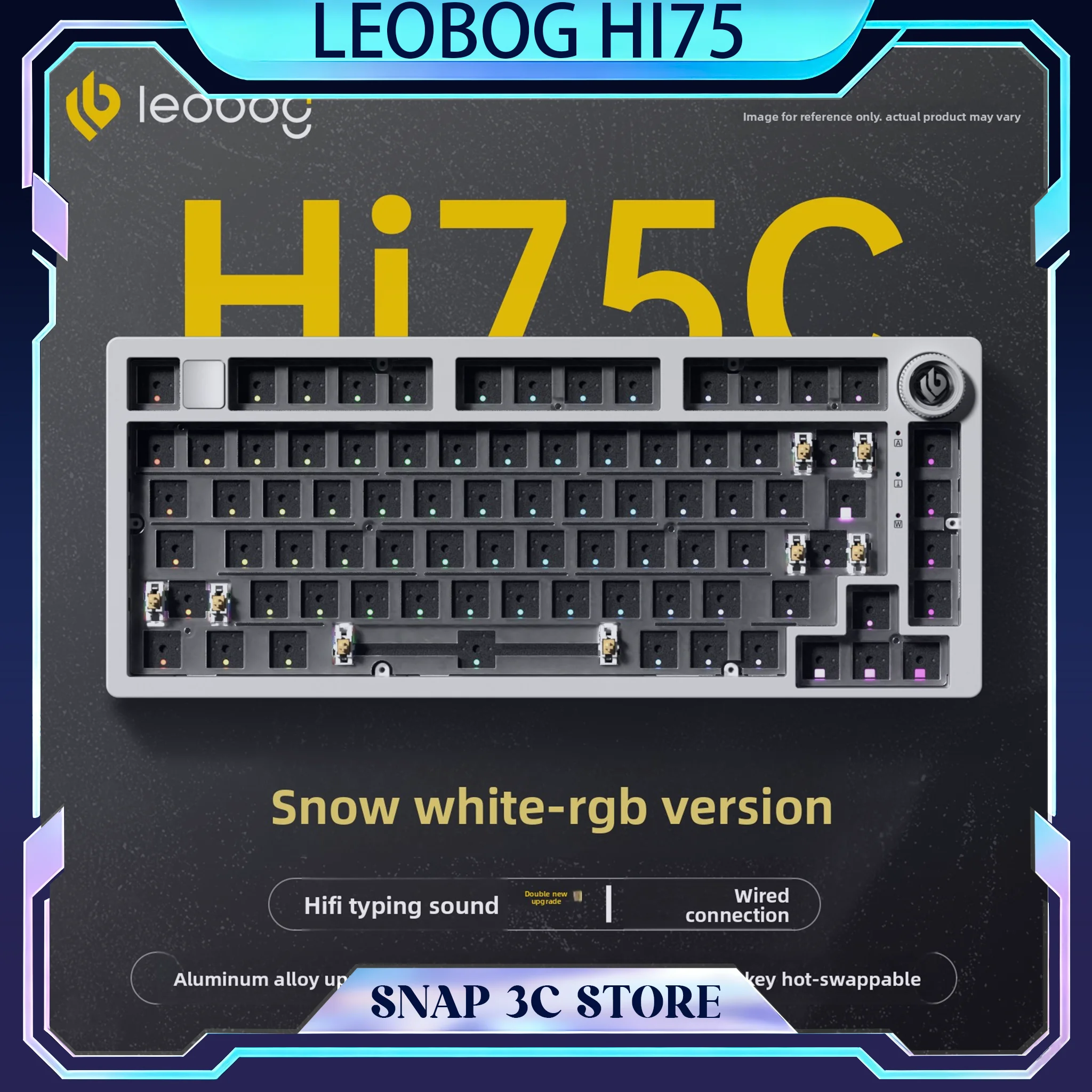 

LEOBOG Hi75 Aluminum Mechanical Keyboard Kit Gasket Hot Swap 75% Layout Wired RGB Knob HiFi Sound Custom Gaming PC Keyboards