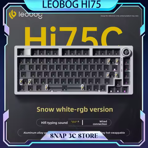 LEOBOG Hi75 Aluminum Mechanical Keyboard Kit Gasket Hot Swap 75% Layout Wired RGB Knob HiFi Sound Custom Gaming PC Keyboards